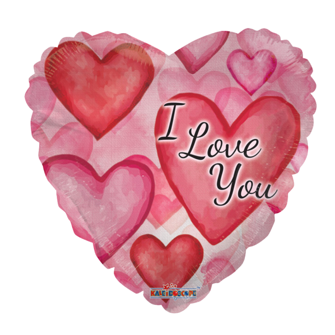 I Love You Watercolor Hearts