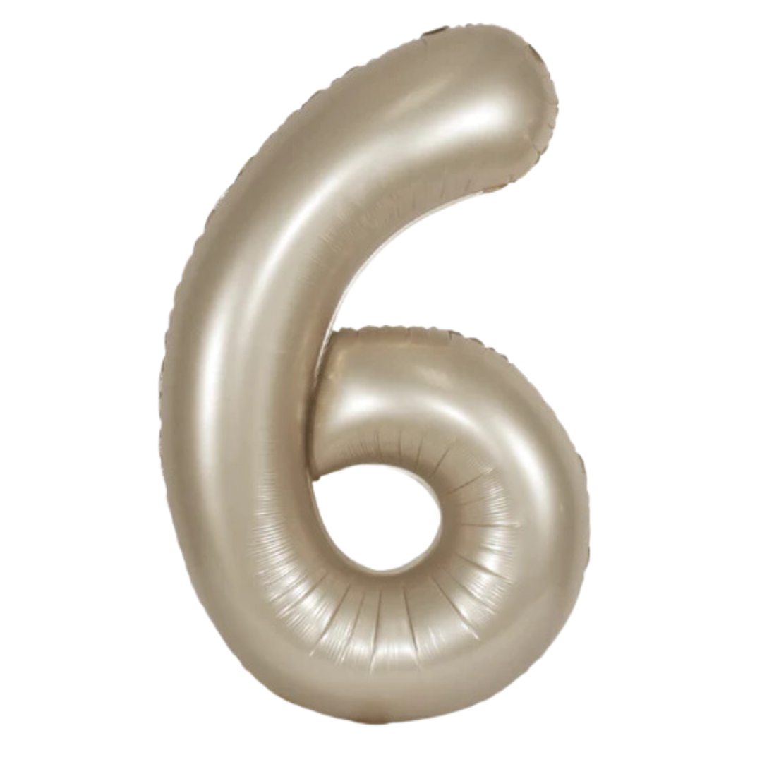 34” Foil Number Balloon 6 Champagne