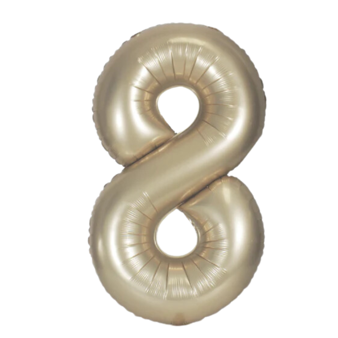 34” Foil Number Balloon 8 Champagne