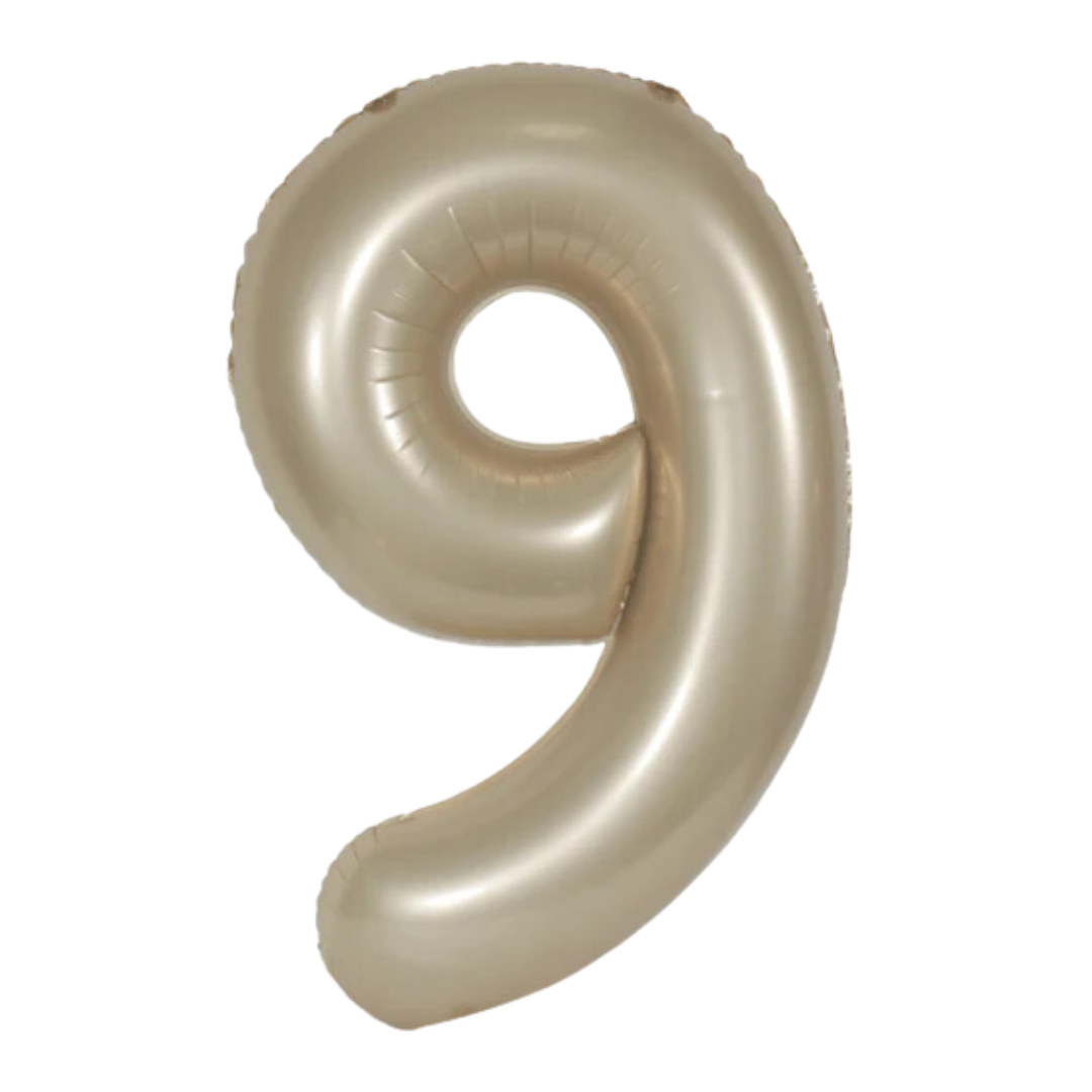 34” Foil Number Balloon 9 Champagne