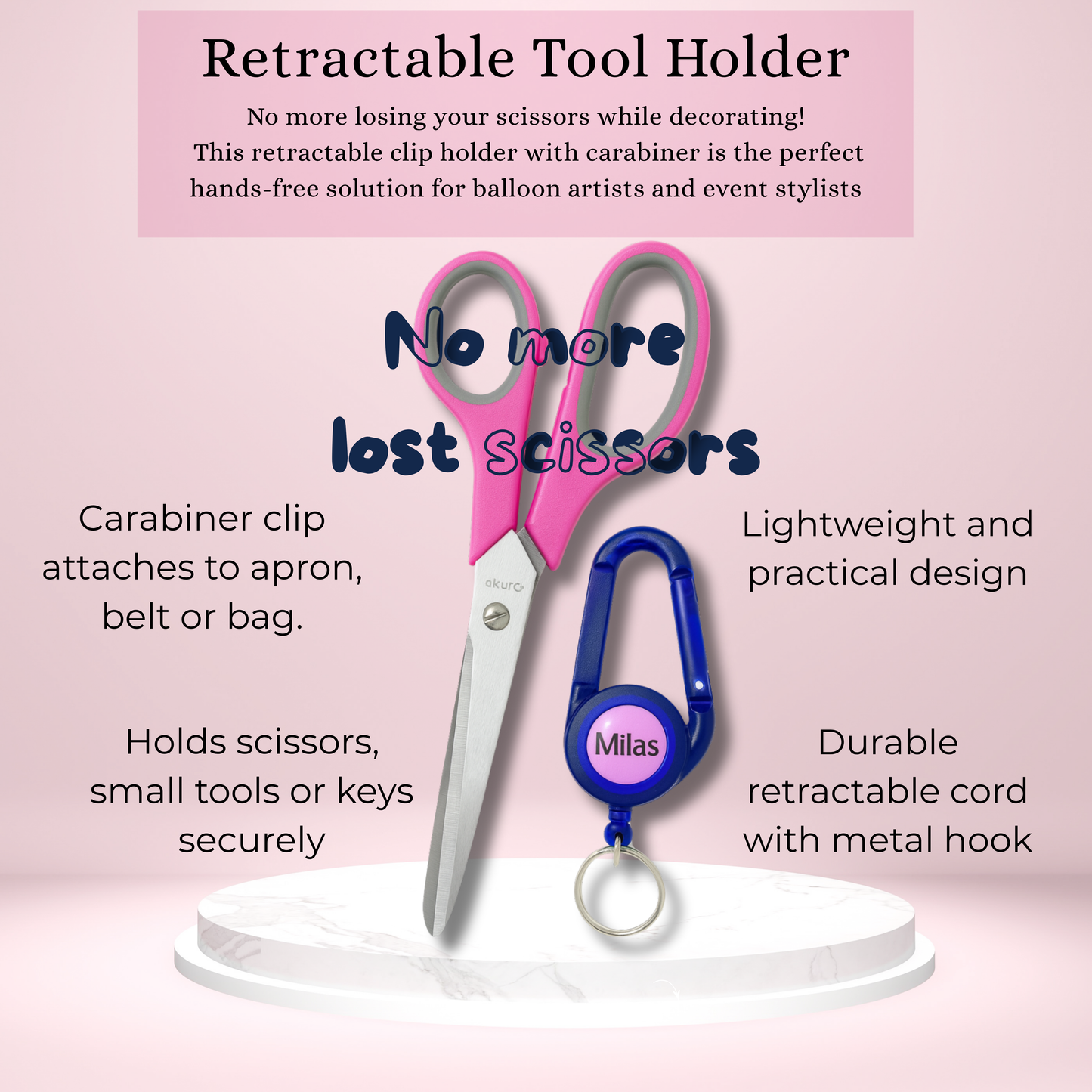 Retractable Scissor Holder with Carabiner