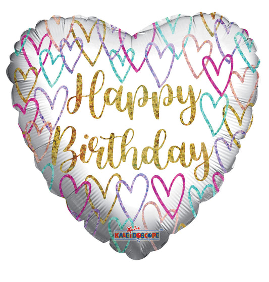 Happy Birthday Hearts Hologgraphic