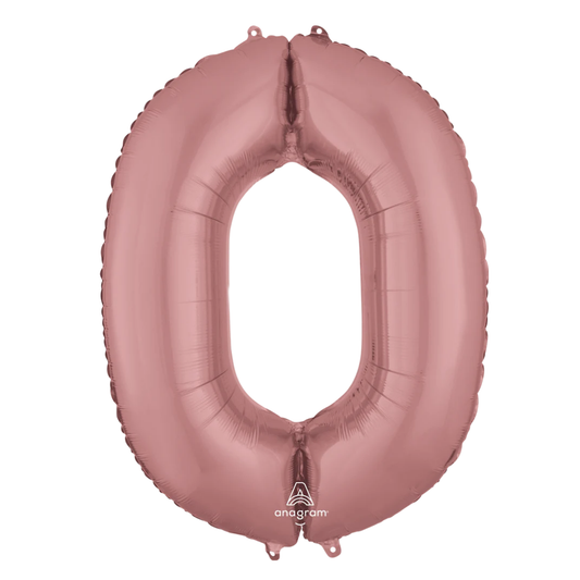 Foil Number Balloon 0 Rose Gold