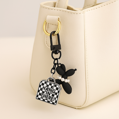 Black Balloon Dog Keychain