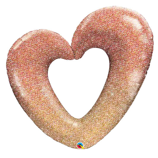 Rose Gold Glitter Open Heart